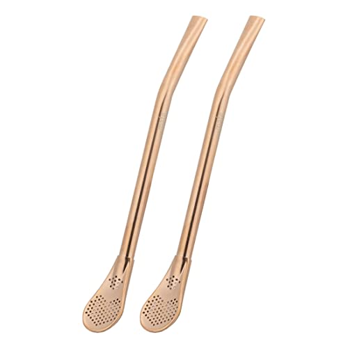 caáMate Bombilla ● Mate Tee Sieb Trinkhalm in Löffelform ● Edelstahl 16cm Spülmaschinenfest ● Das Original (Bronze, 2 Stück) von caámate.
