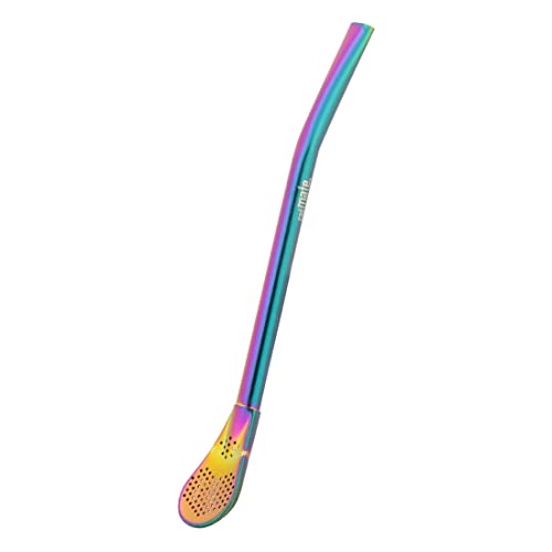 caáMate Bombilla ● Mate Tee Sieb Trinkhalm in Löffelform ● Edelstahl 16cm Spülmaschinenfest ● Das Original (Rainbow) von caámate.