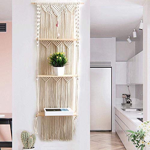 caapmony Boho Makramee Wandbehang Regal 3 Tier Handgefertigte Gewebte Quaste Organizer für Wohnkultur von caapmony