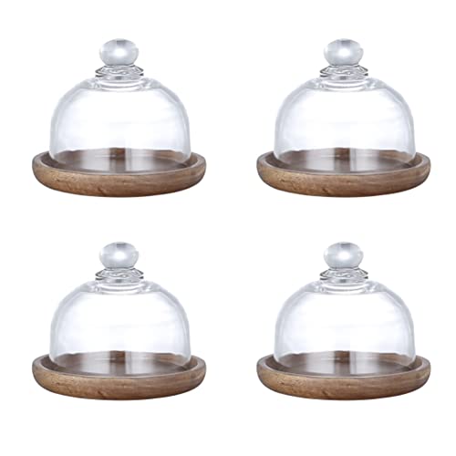caapmony Multifunktionaler Mini Dessert ServierstäNder Akazie Kuchenform mit Kuppeldeckel Teller Kuchenplatte für Heimhotels 10.5x9.5cm (4 StüCke) von caapmony