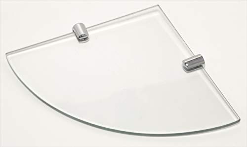 cabinetsforbathrooms Eckregal aus Glas, 6 mm, mit Zwei verchromten Halterungen, 250 mm x 250 mm, gehärtete Sicherheit von cabinetsforbathrooms