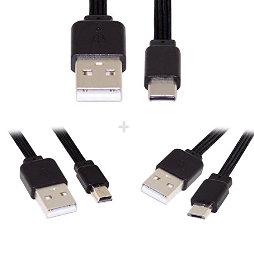 cablecc USB-2.0-Typ-A auf Mini-USB-Typ-C-Stecker, flach, flach, FPC-Kabel für FPV, Disk und Telefon, 13 cm, 3 Stück von cablecc