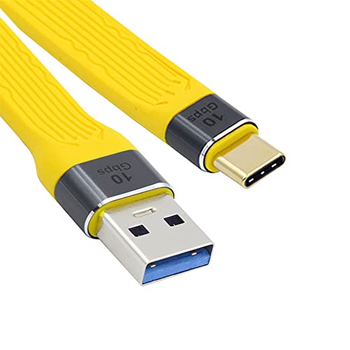 cablecc Gelb 10 Gbit/s USB 3.1 Typ C Stecker auf USB 3.0 Typ A Stecker Flach Slim FPC Datenkabel für Laptop & Handy von cablecc