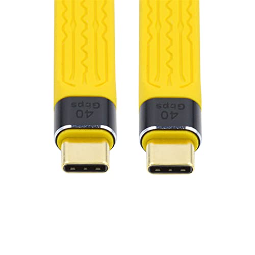 cablecc Gelbes Typ-C-USB-C-Stecker auf Stecker, USB4, 40 Gbit/s, 100 W, 8 K, flaches, schlankes FPC-Datenkabel für Laptop und Handy, 13 cm von cablecc
