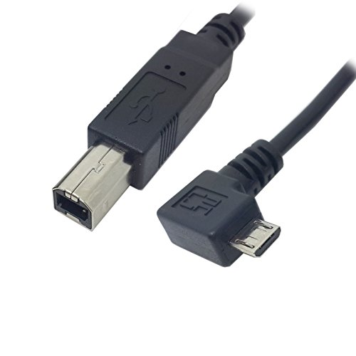 Cablecc Micro-USB-OTG auf Standard-B-Typ, links abgewinkelt, 90 Grad abgewinkelt, 60 cm von cablecc