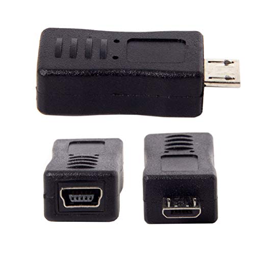 Cablecc Mini-USB-Stecker auf Cablecc-Micro-USB-Buchse (5-polig) und Mini-Buchse auf Cablecc-Micro-Stecker, Verlängerungsadapter, Schwarz, 2 Stück von cablecc