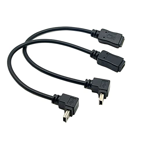 Cablecc Mini-USB-Verlängerungskabel, 90 Grad nach oben und unten, abgewinkelt, 5-polig, Stecker auf Cablecc-Buchse, 0,2 m, 2 Stück von cablecc