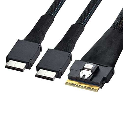 Cablecc PCI-E Ultraport Slimline SAS Slim 4.0 SFF-8654 8i 74pin auf Dual Oculink SFF-8611 Kabel 50cm PCI-Express von cablecc