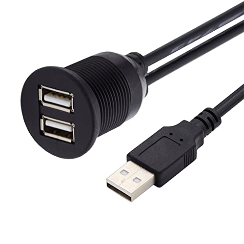 Cablecc Wasserdicht Staubdicht 480Mbps USB 2.0 Typ A Stecker auf Dual Buchse Hub Verlängerung Datenkabel Auto Panel Mount Design 1m von cablecc