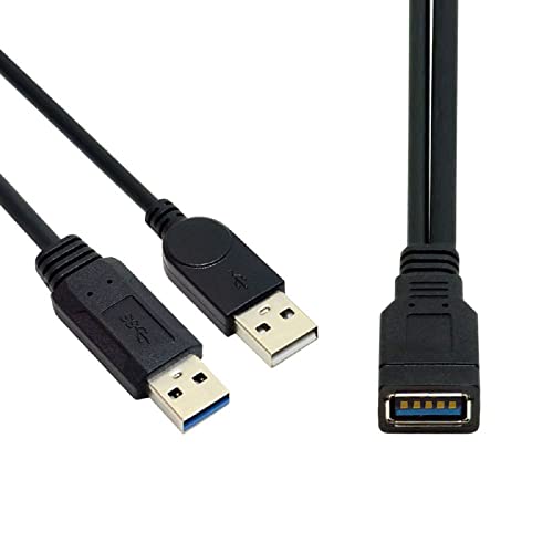 Schwarz USB 3.0 Buchse auf Dual USB Stecker Extra Power Data Y Verlängerungskabel für 2,5 Zoll mobile Festplatten KabelCC von cablecc