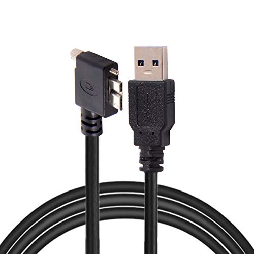Cablecc Micro-USB-Schraubbefestigung auf 3.0-Datenkabel für Industriekameras, 90 Grad links abgewinkelt, 1,2 m von cablecc