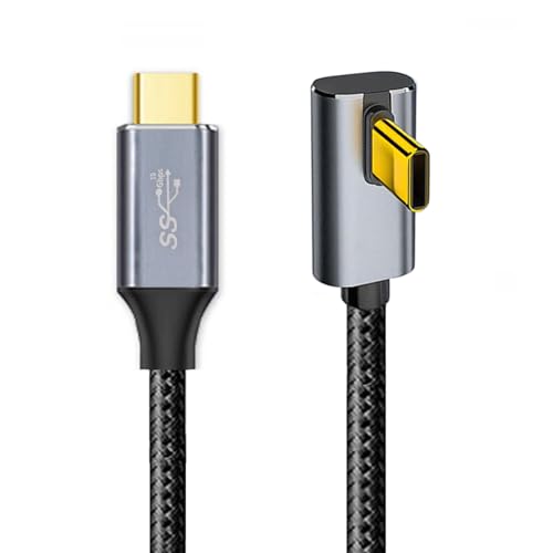 cablecc 10gbps 100W reversibler Datentyp-C-USB-C-Mann zu männlichem USB3.1 Kabel Low-Profil-Winkel 90 Grad für Laptop-Telefon 100cm von cablecc