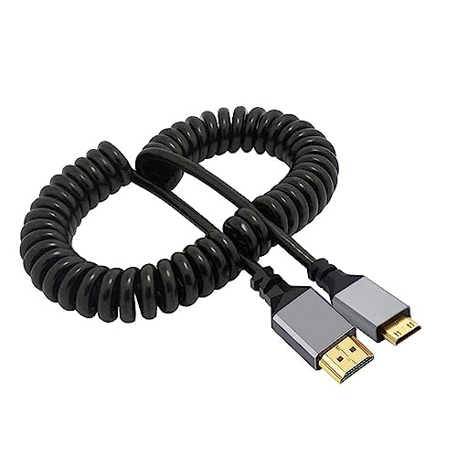 cablecc 4K 60 Hz Mini HDMI 1.4 Stecker auf Stecker HDMI Stretch-Spiralkabel, gerader Stecker für HDTV-Monitor, Computer, Laptop von cablecc