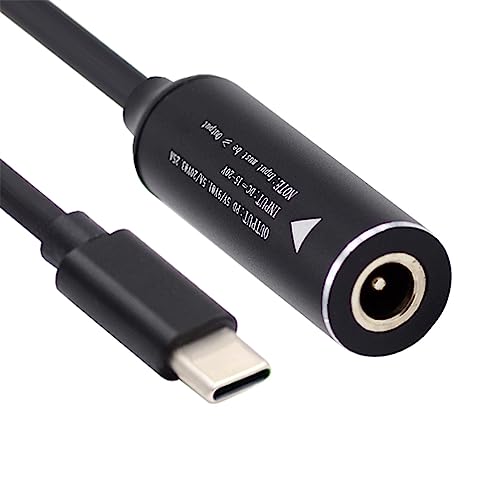 cablecc 5,5 x 2,1 mm Eingang DC-Buchse auf USB-C Typ-C Netzstecker Ladekabel für PD 9 V 15 V 20 V 65 W Laptop-Telefon von cablecc