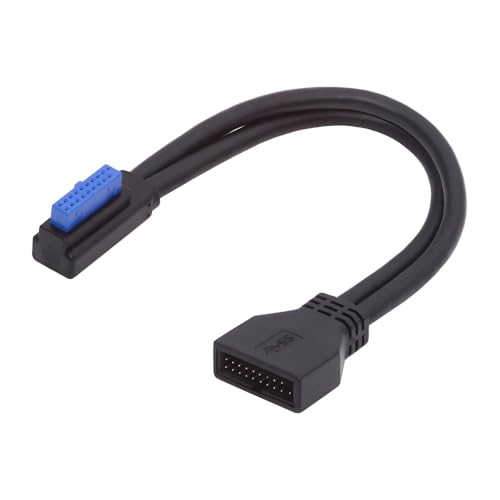 cablecc 5 Gbit/s USB 3.0 20-poliger 19-poliger Stecker, niedriges Profil, rechtwinklig auf Buchse, Verlängerungskabel 90 Grad für Motherboard von cablecc