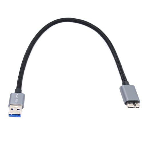 cablecc 5 Gbit/s USB 3.0 Typ A Stecker auf Micro 3.0 B Stecker Kabel Verlängerung für Disk SSD Kamera Daten Silber 30 cm von cablecc