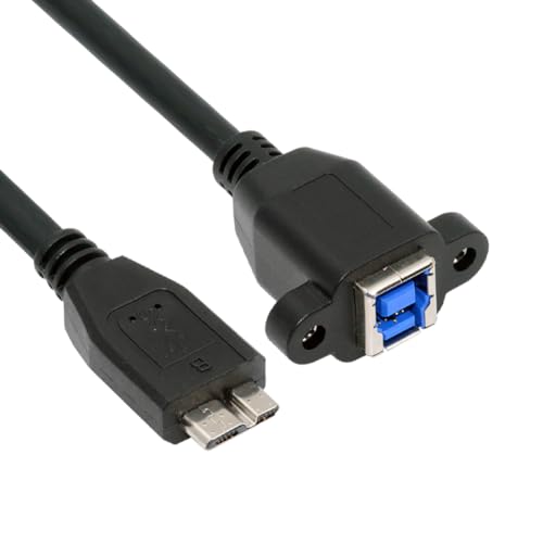 cablecc 5 Gbit/s USB 3.0 Typ-B-Buchse auf USB 3.0 Micro-B-Stecker, Kabelverlängerung für Festplatte, SSD-Kamera, Daten, 30 cm von cablecc