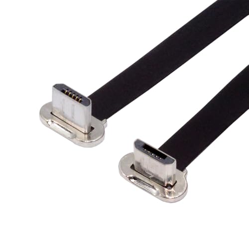 cablecc 5-poliges ultradünnes flaches Datenkabel, Micro-USB 2.0-Stecker auf Micro-USB-Stecker, Ladekabel, 16 cm nach oben abgewinkelt, 90-Grad-Stecker von cablecc