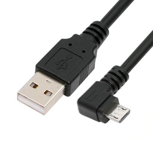 cablecc Daten- und Ladekabel, links abgewinkelt um 90 Grad, Micro-USB 5-polig auf USB 2.0, für Telefon/Tablet, 480 Mbit/s Übertragungsgeschwindigkeit (150 cm) von cablecc