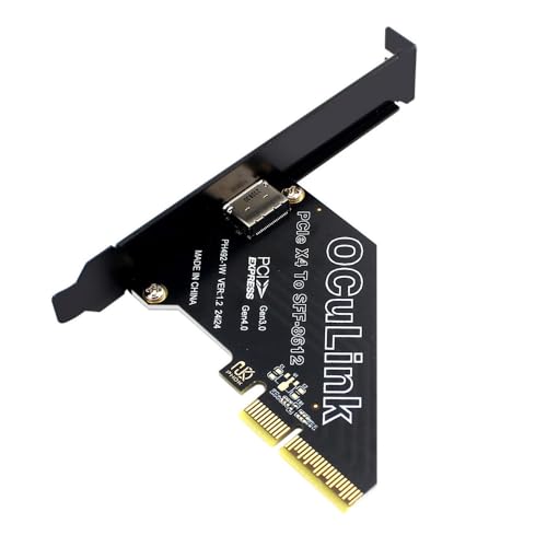 cablecc PCIe 4.0 X4 auf Oculink Adapter, SFF-8611/8612 auf PCI Express Erweiterungskartenadapter mit 8 cm/12 cm Steckplatzhalterung von cablecc