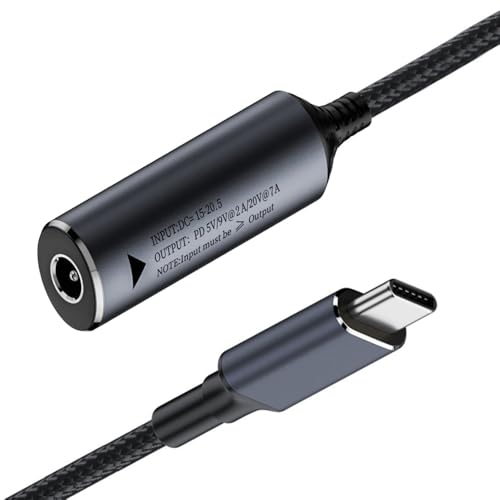 cablecc PD9V 5V 20V7A DC-Buchse 5,5 x 2,1 mm Eingang auf USB-C Typ-C Power 140 W Ladekabel für Laptop, Telefon, 18 cm von cablecc