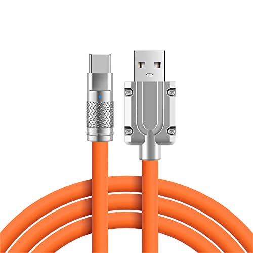 cablecc Typ A USB-A zu USB-C Flüssigsilikon Ultra Soft 120W Power USB2.0 Daten Orange Kabel Schnellladung für Laptop Tablet Telefon 100CM von cablecc