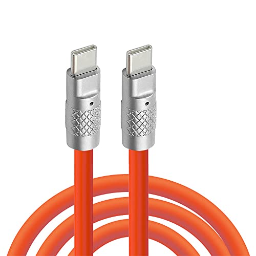 cablecc Typ C USB-C auf USB-C Flüssigsilikon Ultra Soft 120W Power USB2.0 Daten Orange Kabel Schnellladung für Laptop Tablet Telefon 1M von cablecc