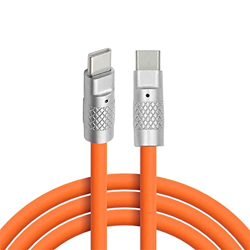 cablecc Typ C USB-C auf USB-C Flüssigsilikon Ultra Soft 120W Power USB2.0 Daten Orange Kabel Schnellladung für Laptop Tablet Telefon 2M von cablecc