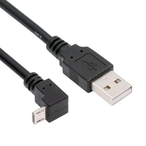 cablecc USB 2.0 Typ-A auf 5 V Micro USB 5-poliges Strom-, Lade- und Datenkabel nach unten abgewinkelt für Telefon-Tablet-Kamera 150 cm von cablecc