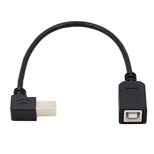 cablecc USB 2.0 Verlängerungskabel Typ B Stecker auf Buchse 90 Grad links abgewinkelt für Drucker-Scanner-Disk 20 cm von cablecc