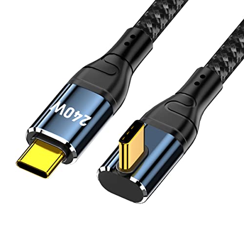 cablecc USB-C 240W 480Mbps 48V 5A Typ-C Kabel kompatibel mit USB2.0 100W Aufladung Low Profile abgewinkelt 90 Grad für Laptop Tablet 100cm von cablecc