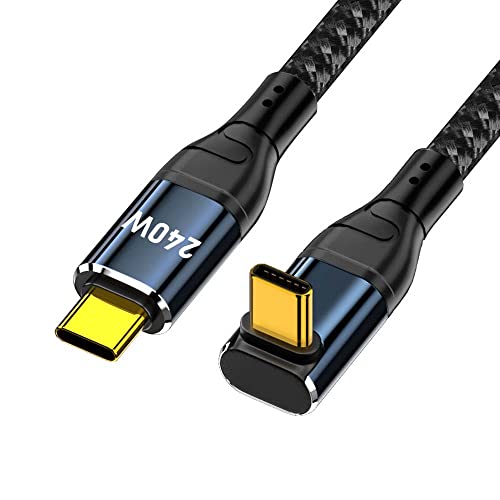 cablecc USB-C 240W 480Mbps 48V 5A Typ-C Kabel kompatibel mit USB2.0 100W Aufladung nach unten abgewinkelt 90 Grad für Laptop Tablet 100cm von cablecc