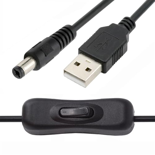 cablecc USB2.0 On Off Power Switch Extension Cable Type-A to DC 5.5x2.1mm Plug with Switch Button for DC 5V Desk Lamp Fan Camera von cablecc