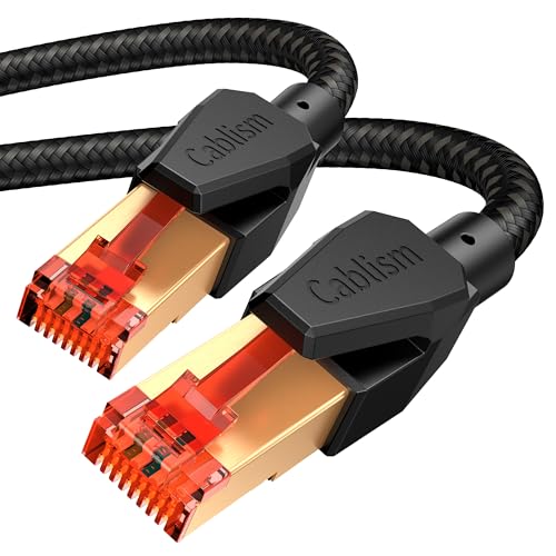 cablism Ethernet 0.5M 2Stück Cat 8 LAN Kabel Netzwerkkabel 1M 2M 3M 5M 8M 10M 12M 40Gbps Internet geschirmtes S/FTP 2000MHz RJ45 vergoldet Gigabit Netzwerk Patch Kabel 0.5Meter von cablism