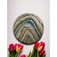 Epoxidharz Geod Runde Wandkunst/ Wanddekoration/ Handgemachtes Geschenk 29 Zoll von caesarsliving