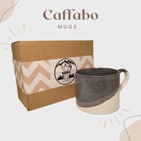 Wunderschöne Keramiktasse - Große Kaffeetasse/Teetasse in Den Farben Grau-Weiß, 350Ml | Doppelpack Wunderschöne Keramiktasse - Große Kaffeetasse/Teetasse in Den Farben Grau-Weiß, 350Ml | Doppelpack von caffabo