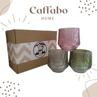 Wunderschöne Teelichthalter Im 3Er-Set - Drei Wundervolle Farben | Rosa, Grün, Grau Wunderschöne Teelichthalter Im 3Er-Set - Drei Wundervolle Farben | Rosa, Grün, Grau von caffabo