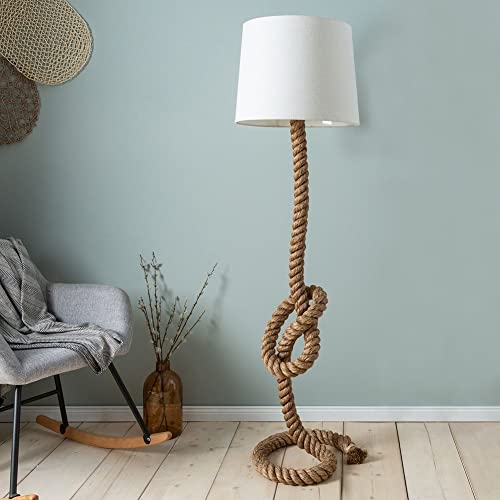 cagü Design Maritim Stehlampe [SCHIFFSTAU] Beige mit Knoten & Schlaufen Manilahanf Abaca handgeferigt 160cm von cagü