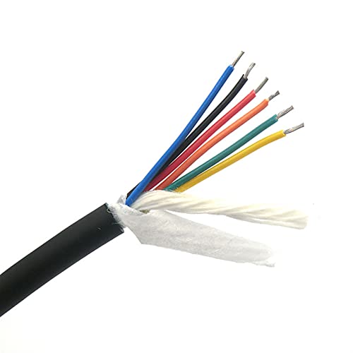 caihv-Kabelmeterware, Flexibler Kabel 0,14 mm² Steuerdraht, 2-16,20 Kern weicher als 2464 Kabel, 26,24,22 AWG-Kupfer, hohe Qualität (Color : 6 core, Length : 1m) von caihongwei