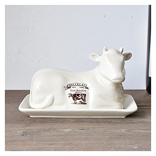 caihuashopping Butterdose Käseplatte Kreative Kuhform Europäischen Stil Tisch Butterteller mit Abdeckung Brot Teller Teller Teller Butterschale (Color : 18.5x10x11cm) von caihuashopping