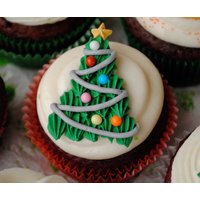 Royal Icing Decorations - Weihnachtsbaum Cupcake Toppers | 6 von cakeartbychristy