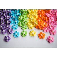 Royal Icing Flowers - Pastel Rainbow Mix Mit Weißer Zuckerperle | 60 Oder 120 von cakeartbychristy