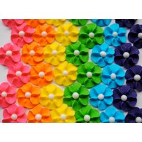 Royal Icing Flowers - Regenbogen-Mix Mit Weißer Zuckerperle in Der Mitte von cakeartbychristy