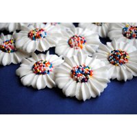 Royal Icing Moderne Margeriten in Weiß Mit Regenbogen Nonpareil | 12 von cakeartbychristy