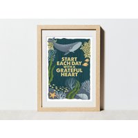 Poster "start Each Day With A Grateful Heart" | Affirmation Dankbarkeit A4 Plakat Fsc® Zertifikat Hochwertiger Kunstdruck Ozean Wal von calendarstories