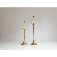 2Er Set Freddie Andersen Glas-Messing Öllampe, Vintage von callofthepast