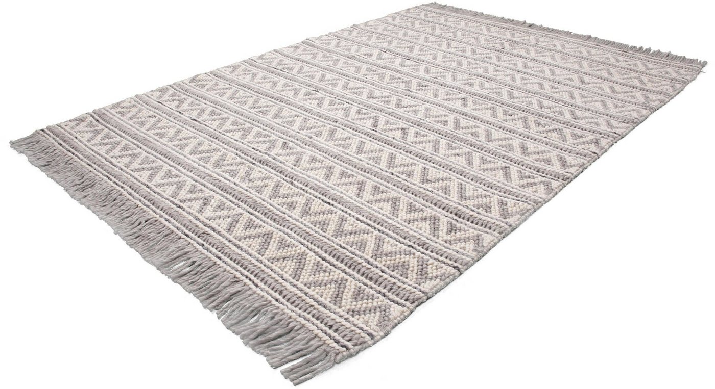 Teppich Bature 500, calo-deluxe, rechteckig, Höhe: 10 mm, Wolle und Viskose mit Fransen, Wohnzimmer von calo-deluxe