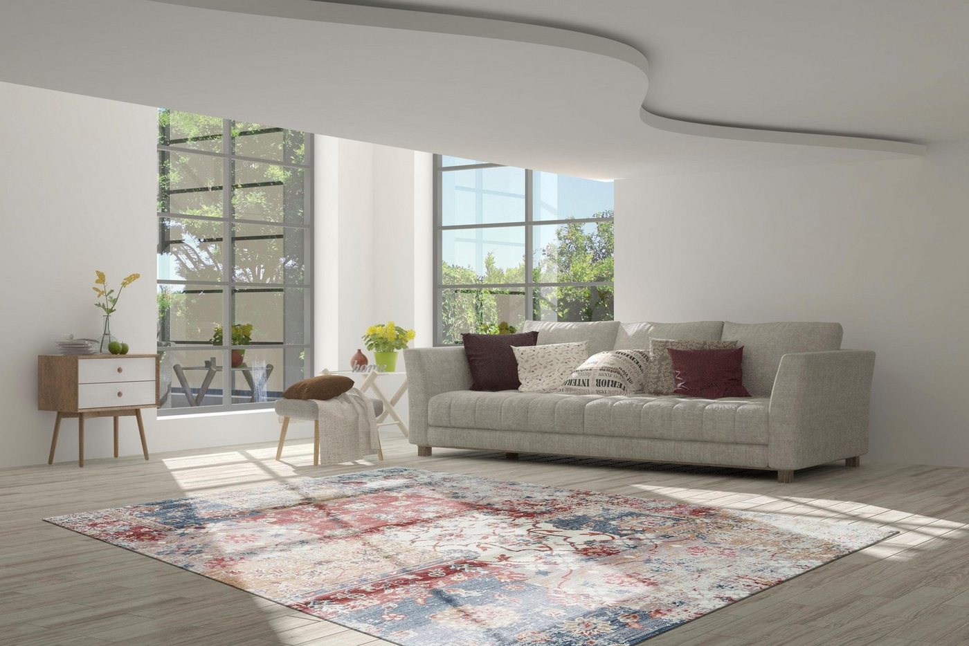 Teppich Emin 1003, calo-deluxe, rechteckig, Höhe: 10 mm, reine Baumwolle, Wohnzimmer von calo-deluxe