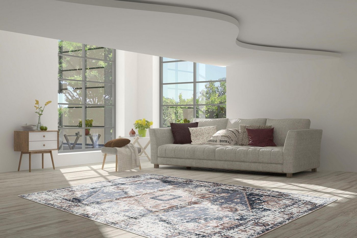 Teppich Emin 500, calo-deluxe, rechteckig, Höhe: 10 mm, reine Baumwolle, Wohnzimmer von calo-deluxe