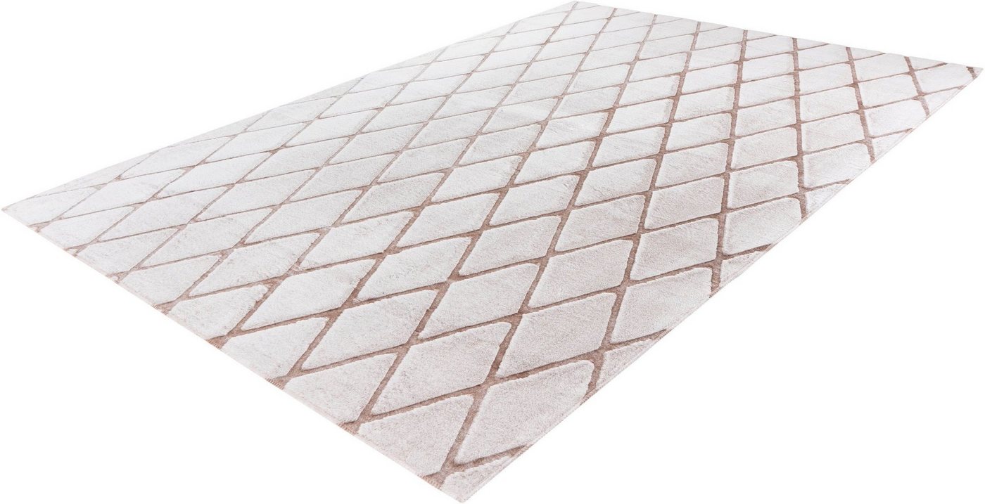 Teppich Jardan-2000, calo-deluxe, rechteckig, Höhe: 20 mm, besonders weich durch Microfaser, Rauten-Design von calo-deluxe